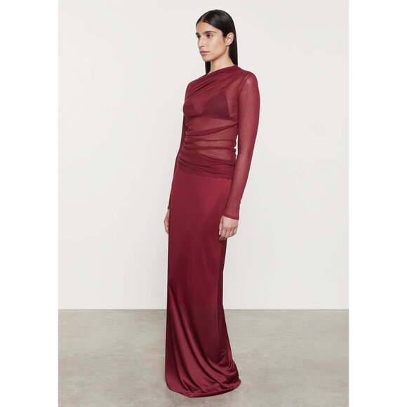 Enza Costa Long Sleeve Slash Top in Ruby Small New Womens Mesh Blouse - Picture 12 of 16